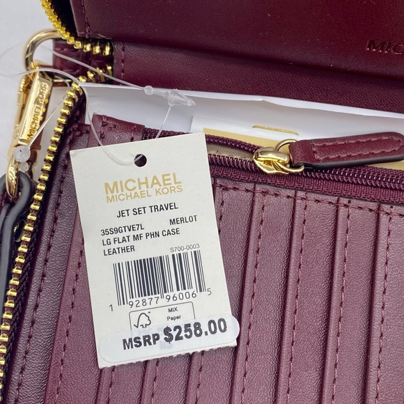 Michael Kors Valerie Medium Pebbled Leather Backpack and Wallet Set Merlot - Picture 15 of 15